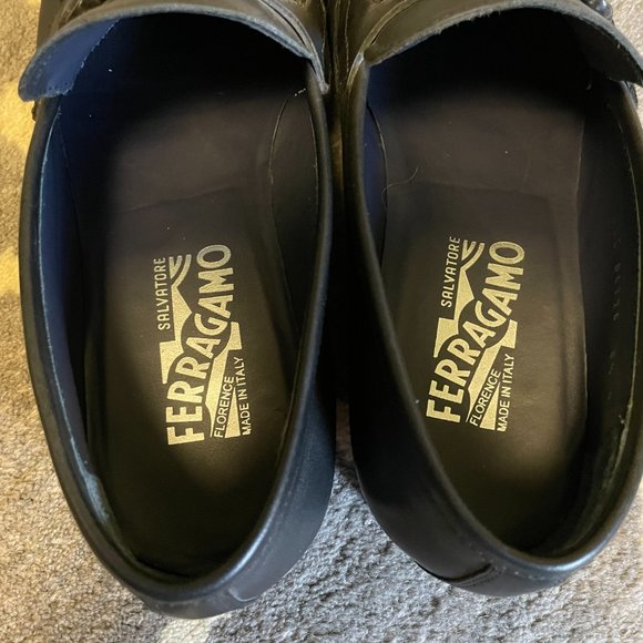 $850 Men\'s Salvatore Ferragamo Leather Loafers Gancini Bit Black 8.5D 41.5 EX!!! main image 4